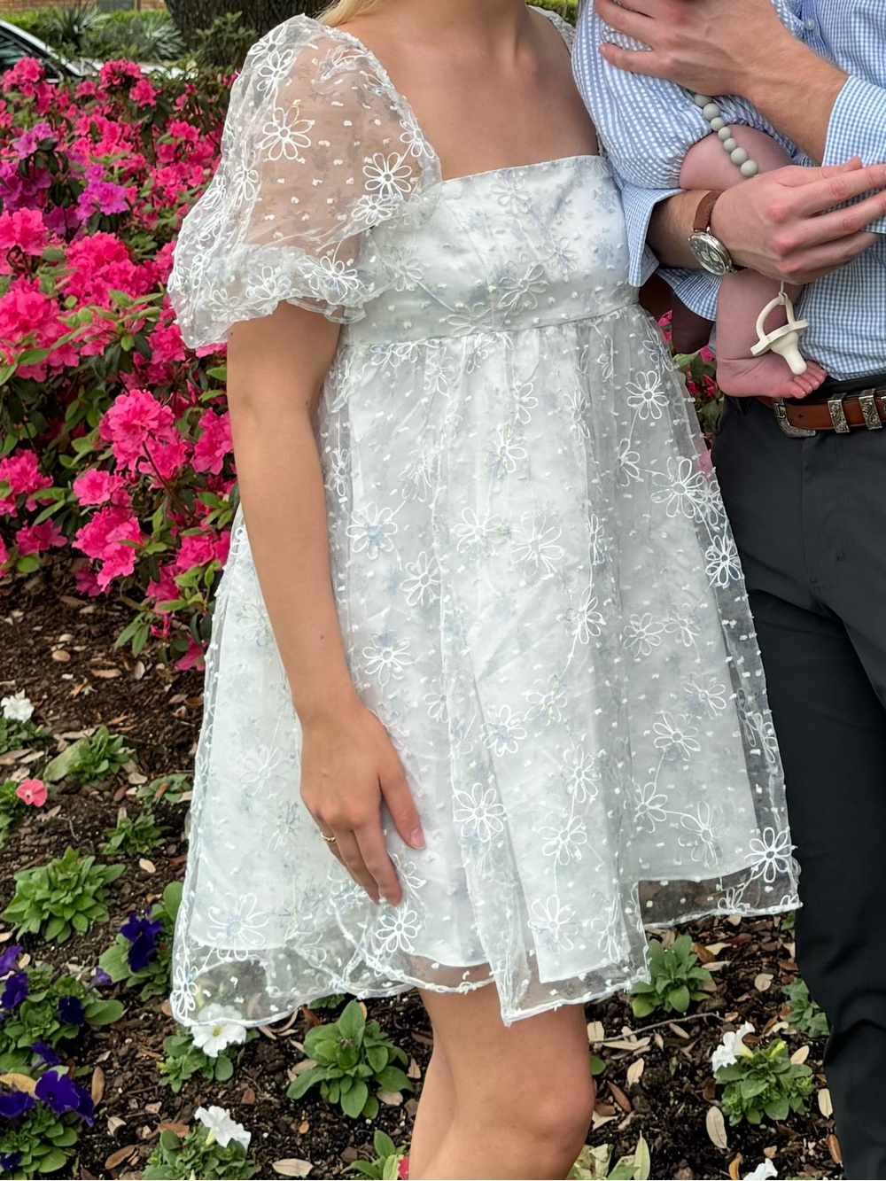 Lulu's White Floral Babydoll Dress